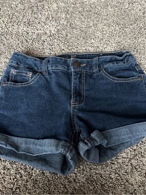 Justice Dark Blue Rolled Hem Denim Shorts